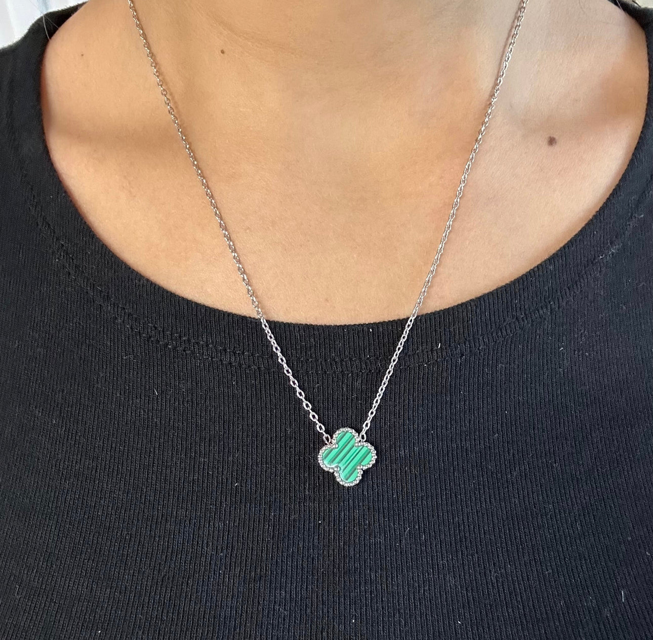 Single Clover Silver (Green)
