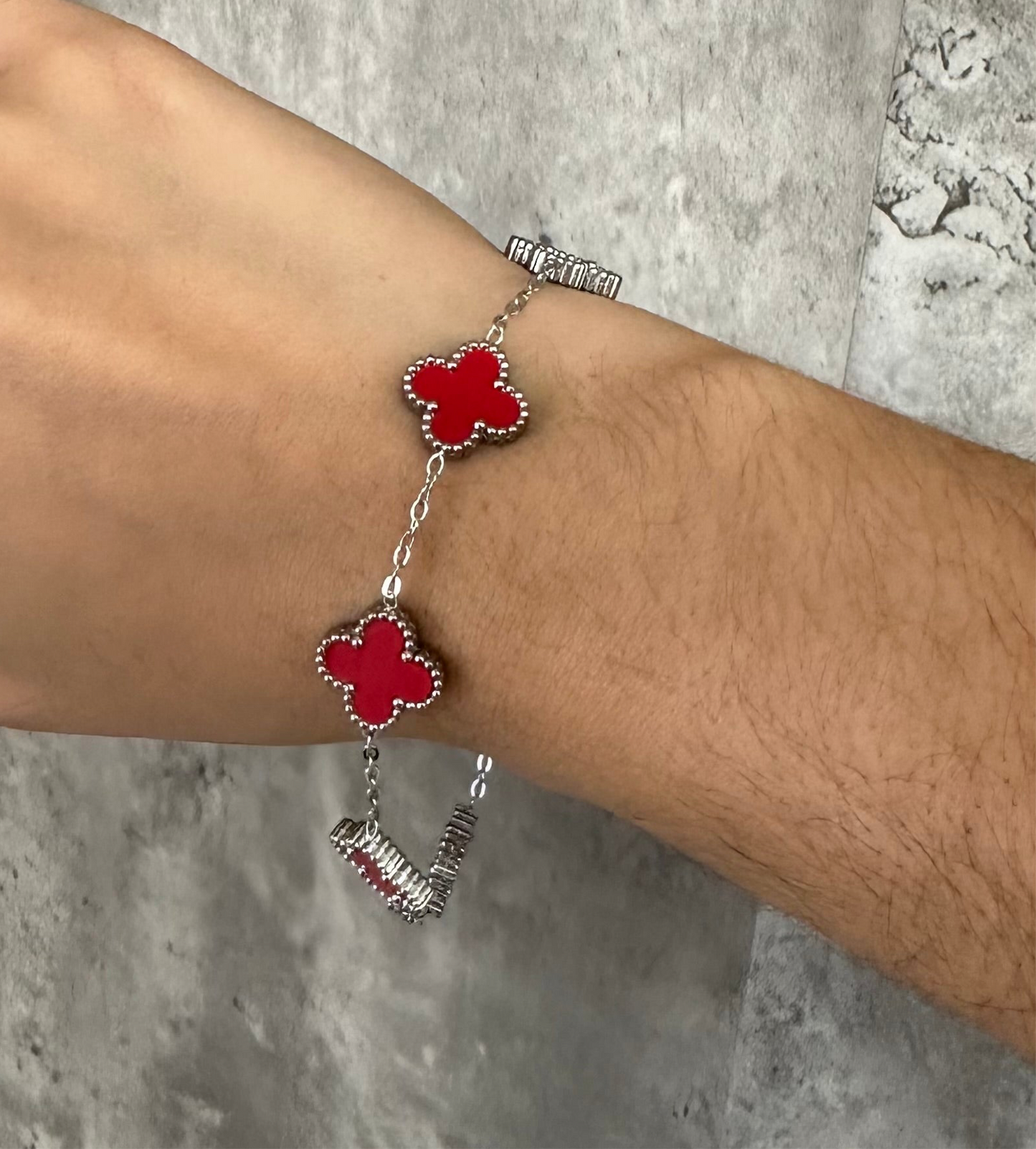 Clover Silver Red Bracelet