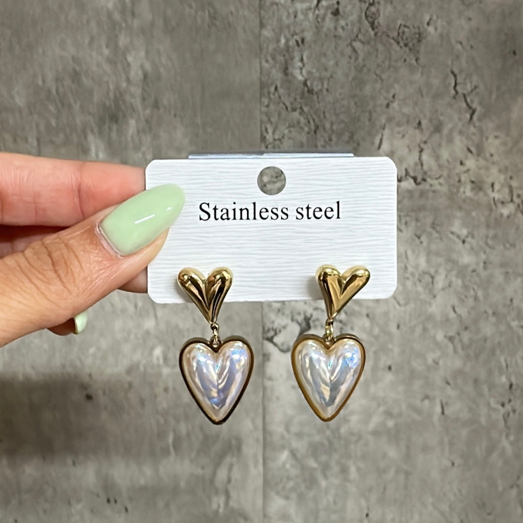 Pearl Heart Earrings