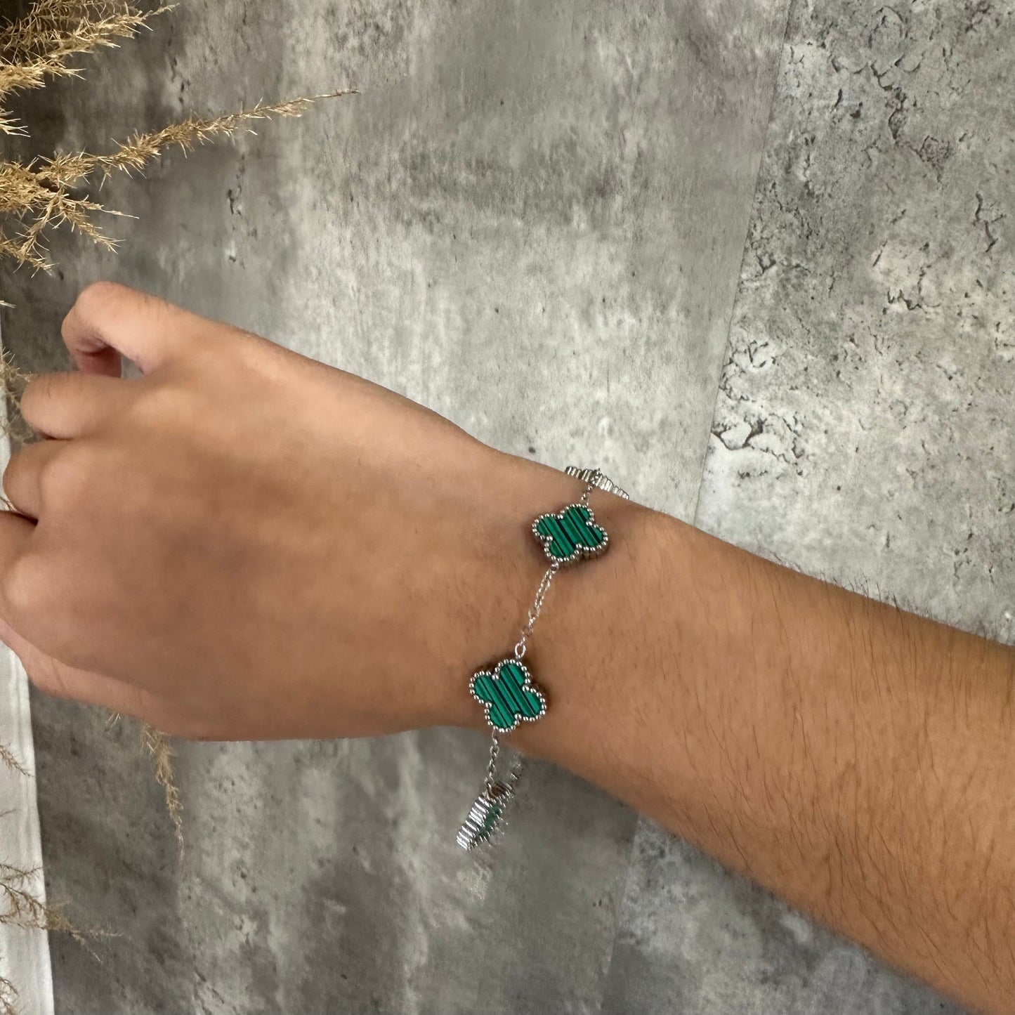 Clover Bracelet Green (Silver)