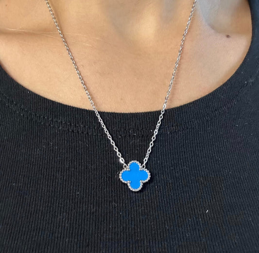 Single Clover Silver (Blue)