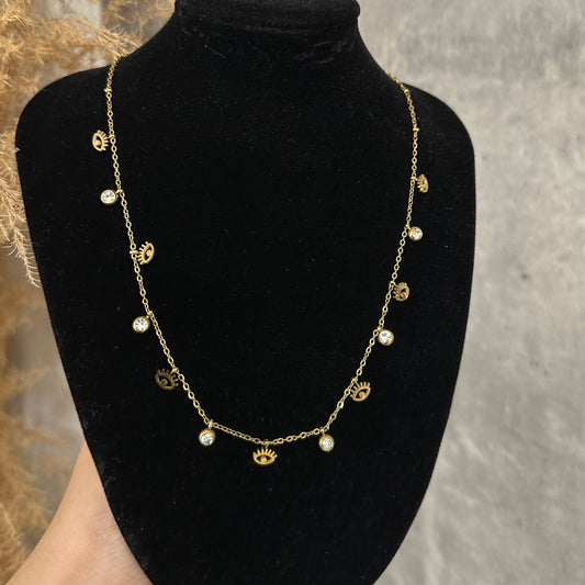 Gold Diamond Eye Necklace