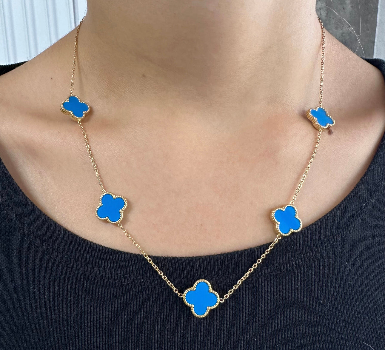 5 Clover Necklace (Blue)