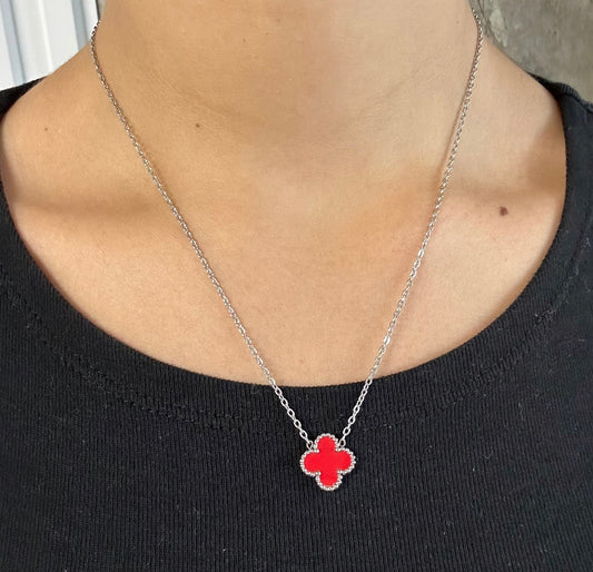 Single Clover Silver (Red)
