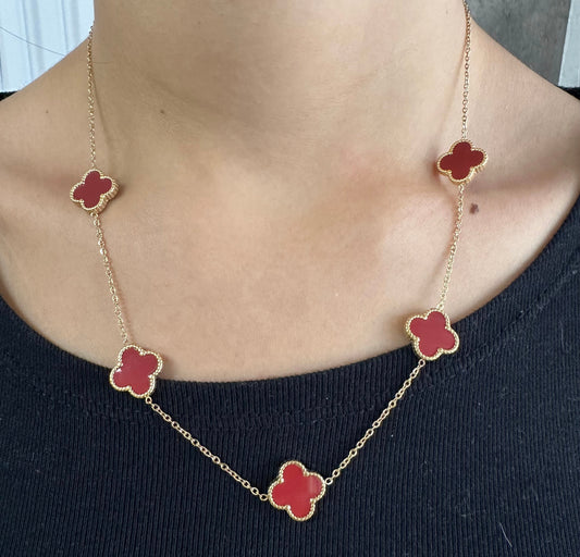 5 Clover Necklace (Red)