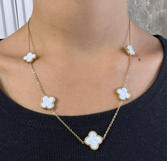 5 Clover Necklace (White)